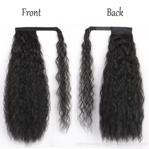 Vigorous Light Handmade African Ponytail Long Braid Messy Afro Extension Kinky Curly Catalogue Synthetic Hair Extensions